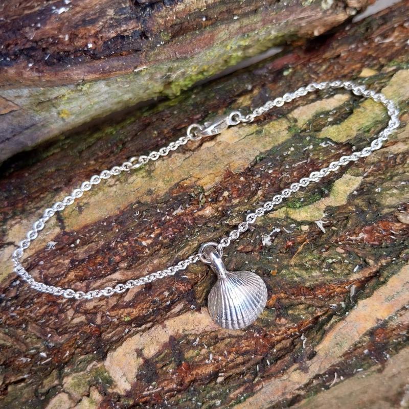 Herzmuschel Fußkettchen - 925/- Silber