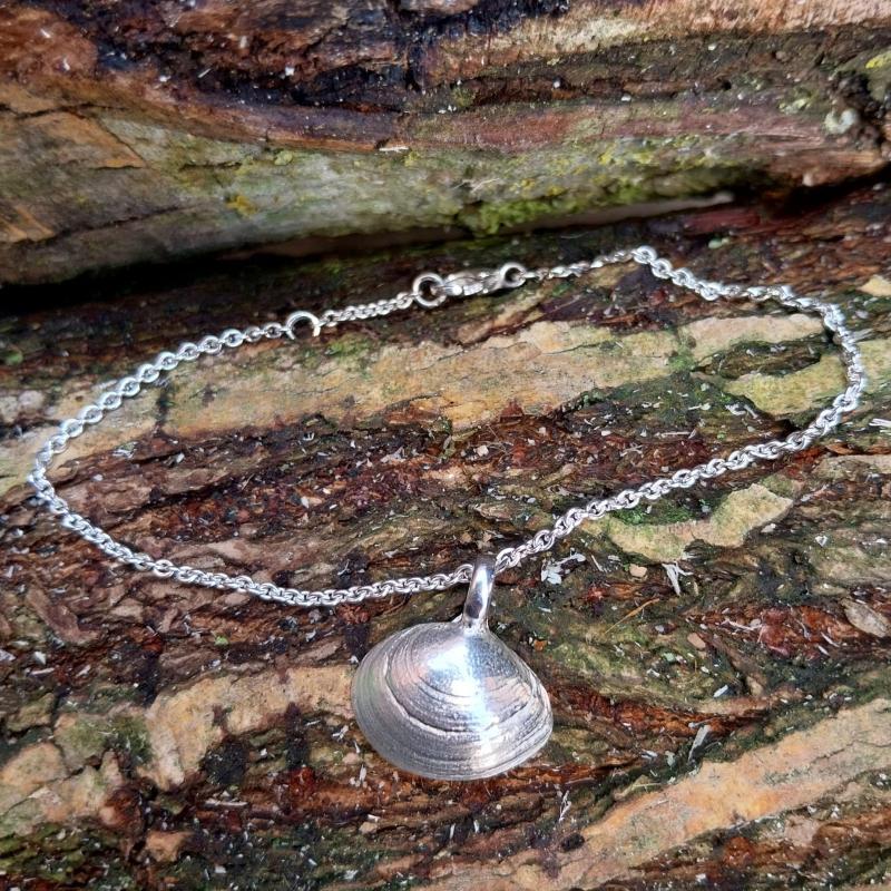 Plattmuschel Fußkettchen - 925/- Silber