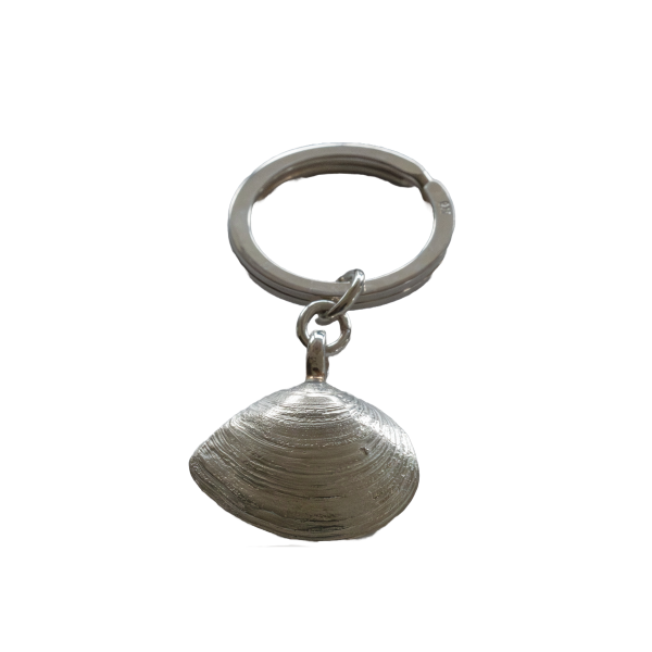 Plattmuschel Schlüsselanhänger - 925/- Silber